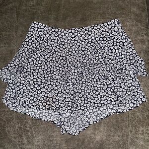 Altar'd State Black and White Skorts with Ruffled Tiers